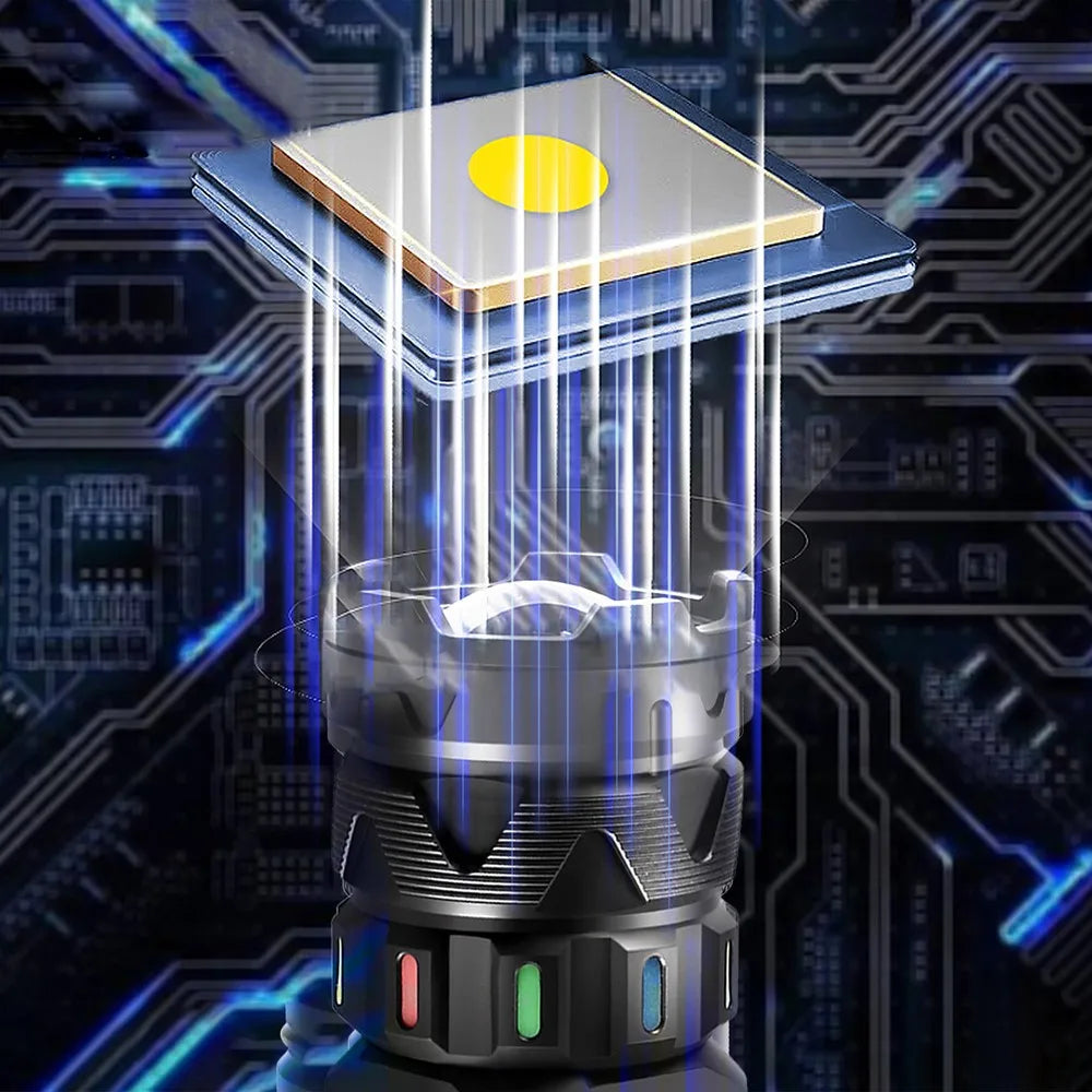 5000 Lumen Rechargeable LED Flashlight With COB Side Light