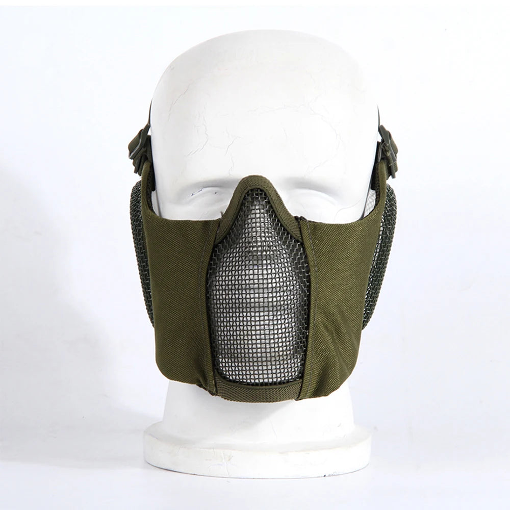 Tactical Airsoft Masks Metal Steel Net Mesh Protect Ears Mask Field Hunting Outdoor War Games Tactical Shooting Paintball Mask