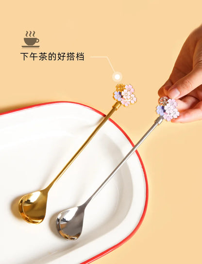 304 Stainless Steel Spoon Cherry Blossoms Spoon Coffee Dessert Spoon Christmas Gifts Tableware Decoration Tea Spoon