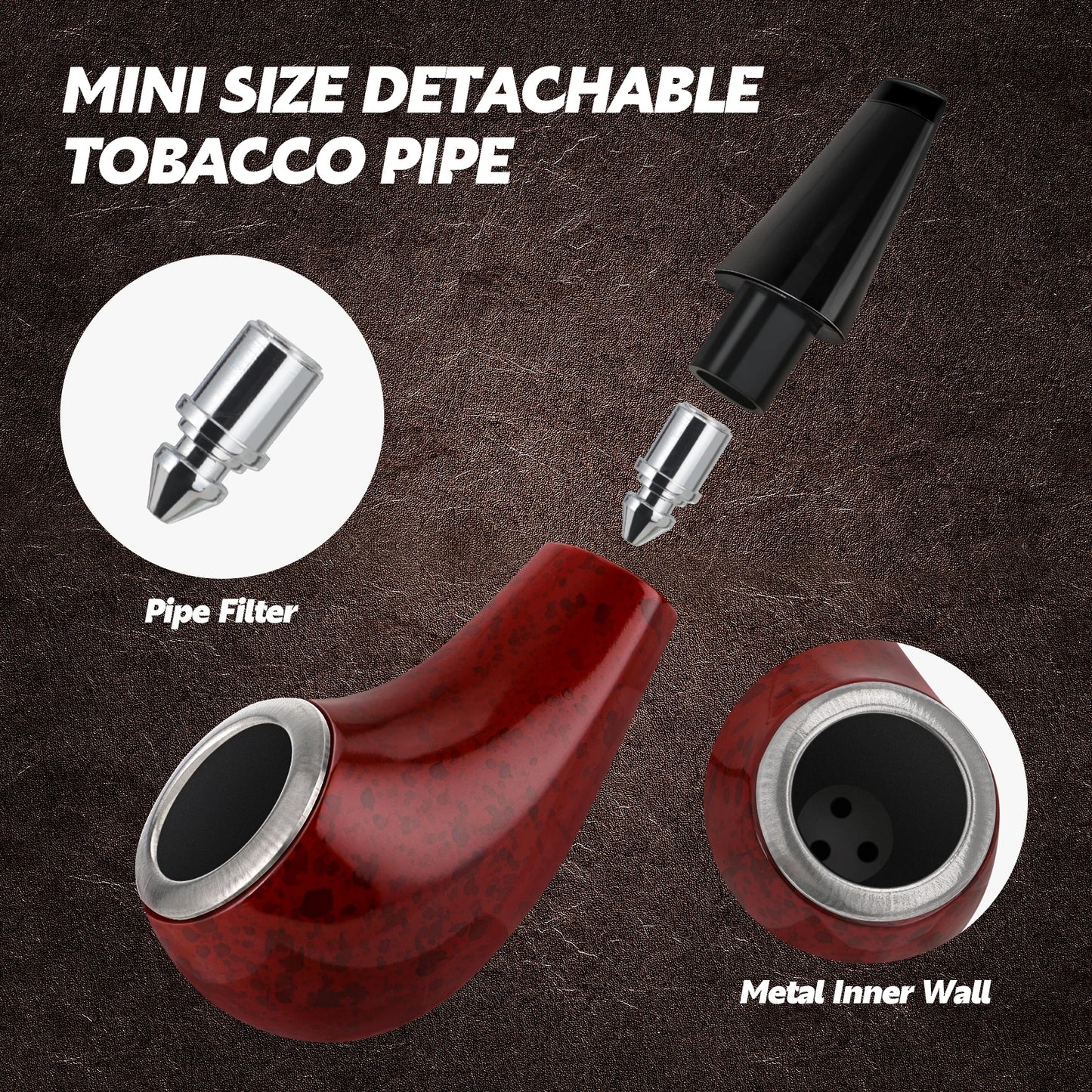 Vintage Classic Tobacco Pipe Pouch with Accessories, Red, Durable, Solid, High Quality, Free Smoke