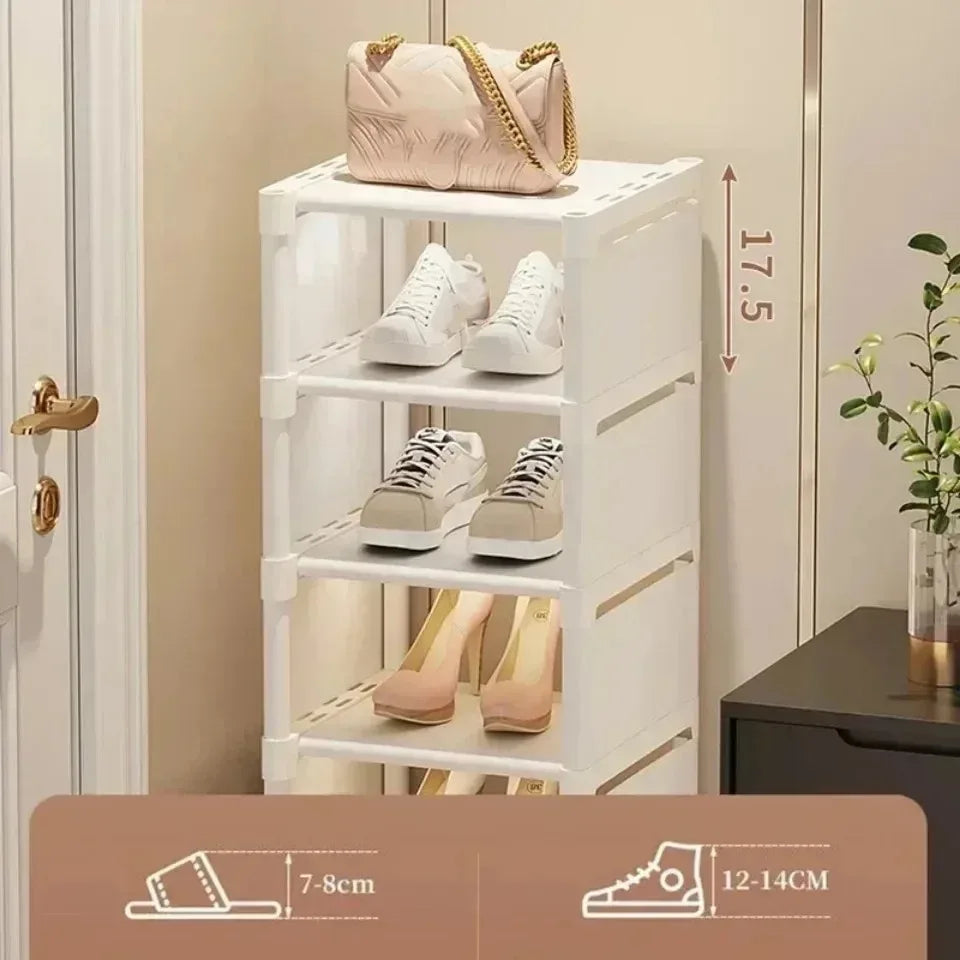 5/6/7/8-Tier Adjustable Shoes Storage Rack Stackable Shoe Cabinet Wall Corner Multiple Layers Modern Freestanding Shoe Organizer