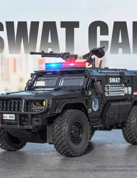 1:32 VDV SWAT Sabertooth Armored Car Model Toy Shock Absorption Police Cars Music Light Off-road Vehicle Sound Light Boys Gifts