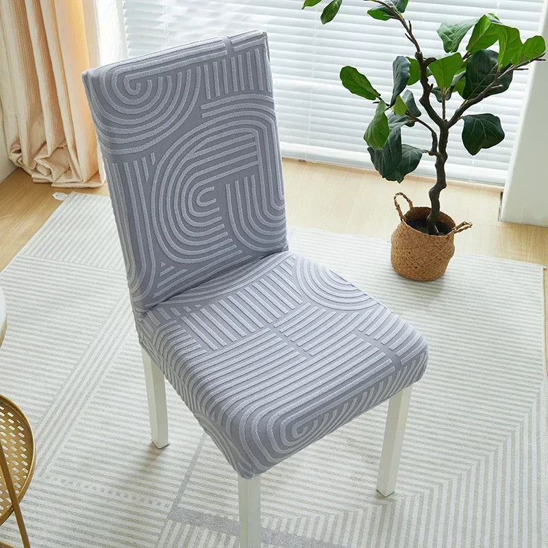 1PC Elastic Dining Room Chair Cover Jacquard Kitchen Chair Slipcovers Seat Covers Removable for Hotel Wedding Banquet Home