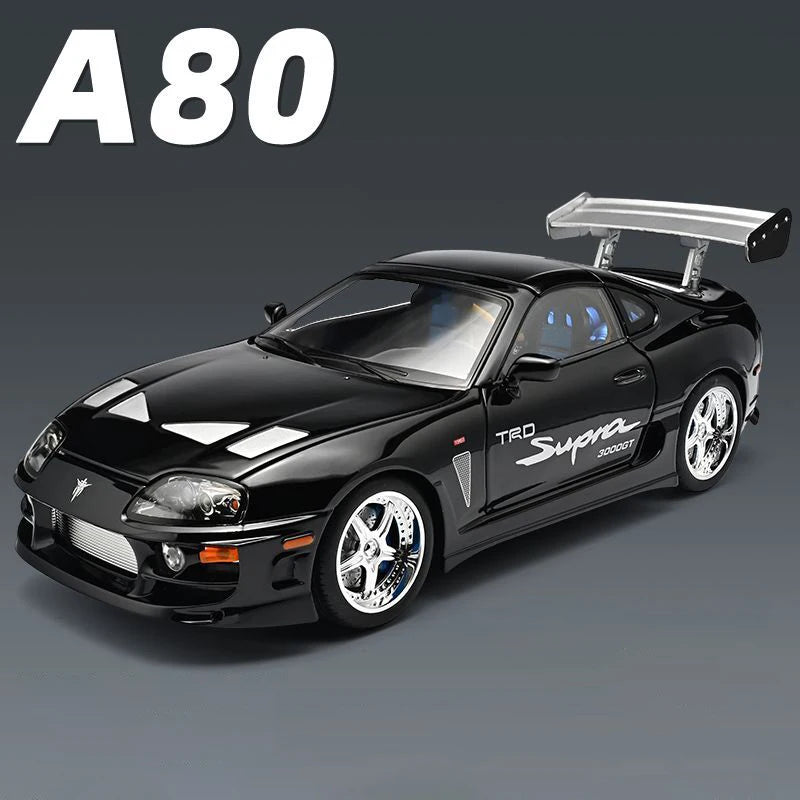 1 24 Scale Supra A80 JDM Supercar Diecast Pull Back Model Car with Sound and Light