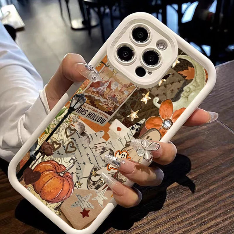 Creative Halloween Pumpkin Pattern Phone Case For iPhone 17 16 15 Pro Max Air 14 16E Soft Cover