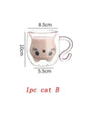 250ml Cartoon Cat Double Wall Glass Cute Coffee Tea Cup Heat-resistant Coffee Mug Handle Espresso Cup For Latte Cappuccino