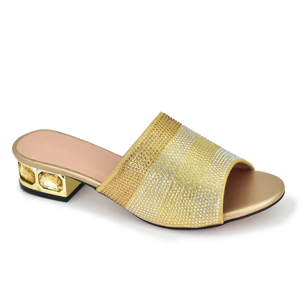 Wedding Shoes for Bride Party Shoes and Slippers Decorated with Rhinestone Nigerian Women Party Pumps