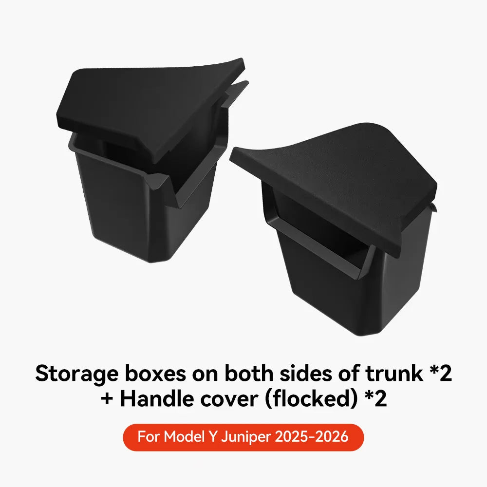 Trunk Side Storage Box Organizer for Tesla Model Y Juniper 2025 2026 Flocking TPE Partition Mat