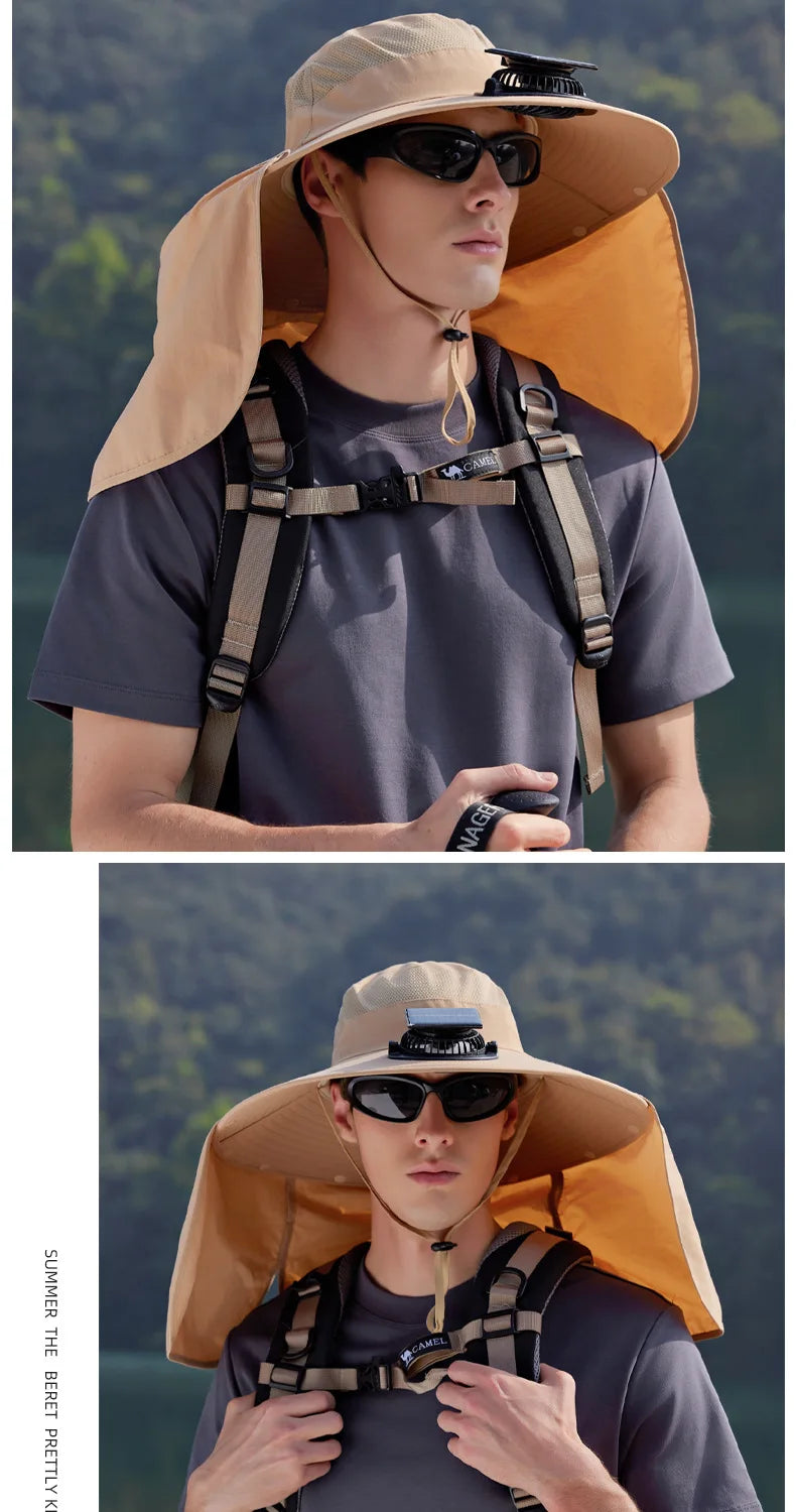 Wide Brim Solar Fan Outdoor Sun Hat