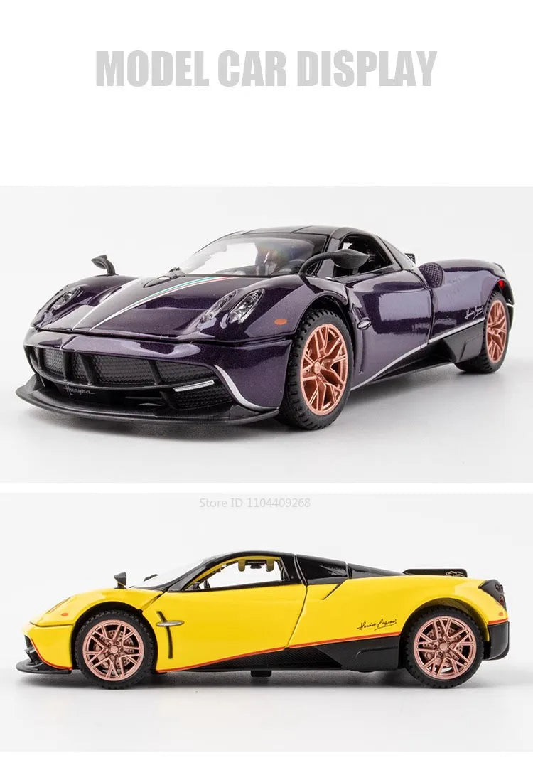 1:32 Scale Pagani Dinastia Huayra BC Car Model Toy Sound Light Gull Wing Door Alloy Diecast Supercar Models Boys Gifts
