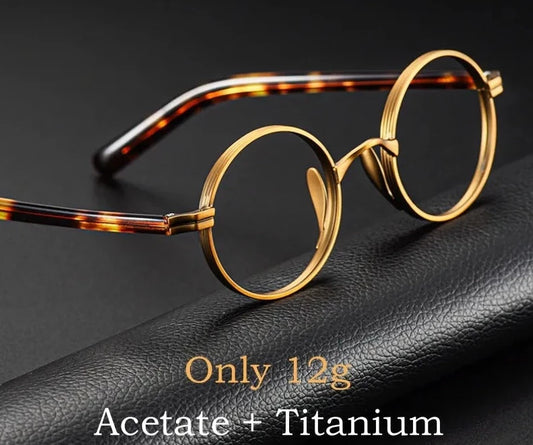 Ultra-light Titanium Alloy Acetate Eyewear Women Fashion Retro Round Small Optical Prescription Eyeglasses Frame Men