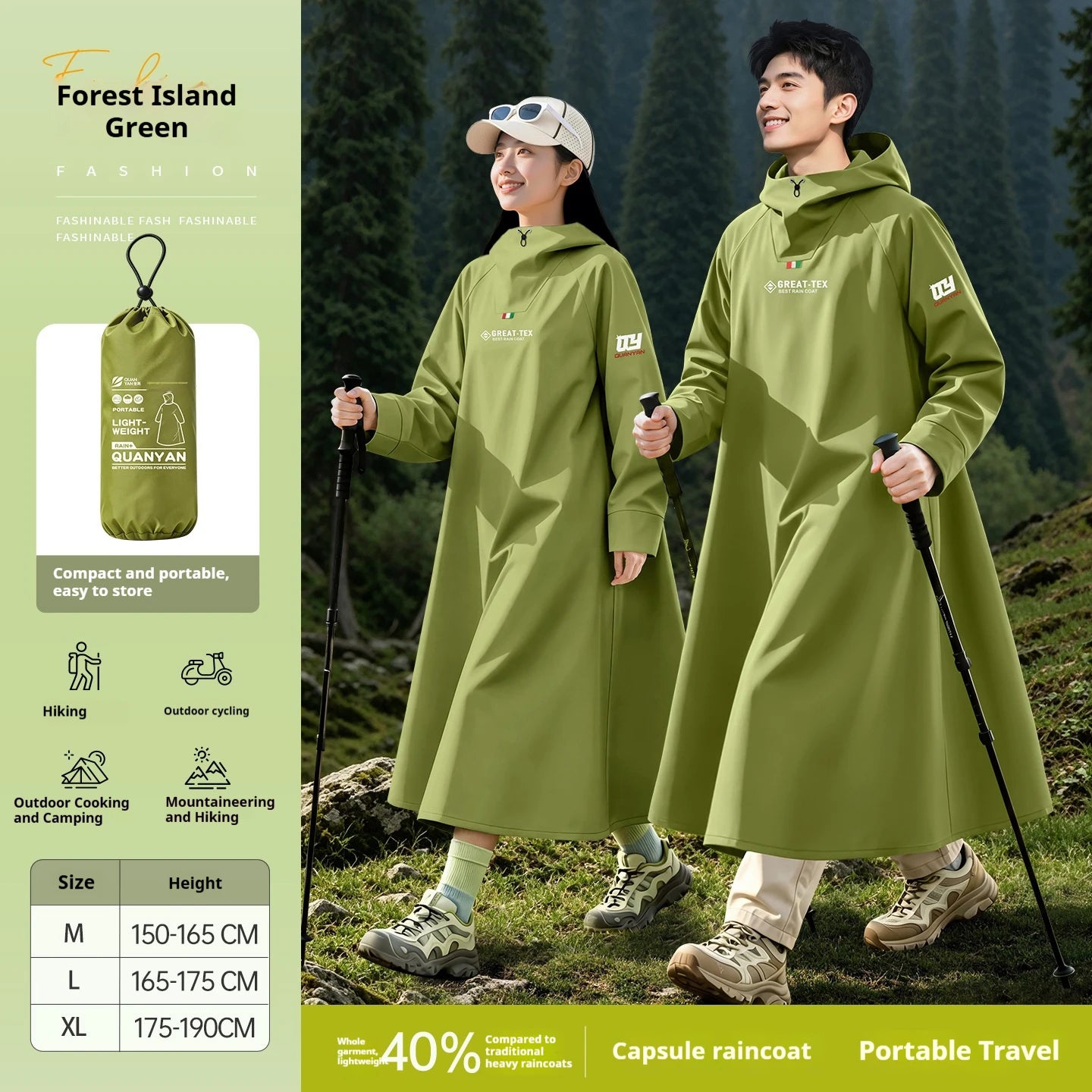 Full Body Waterproof Rain Poncho for Electric Scooter and Cycling