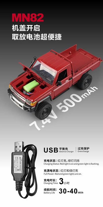 1:12 Rc Auto Mn Model Mn82 Retro Full-Scale Simulatie Lc79 Rtr 2.4G 4wd 280 Motor Afstandsbediening Pick-Up Rc Truck Model Auto