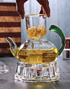 Heat Resistant Clear Glass Tea Pot with Infuser 300ml 600ml Color Warped Handle Glass Teapot Flower Puer Tea Infuser Pot Tea Set