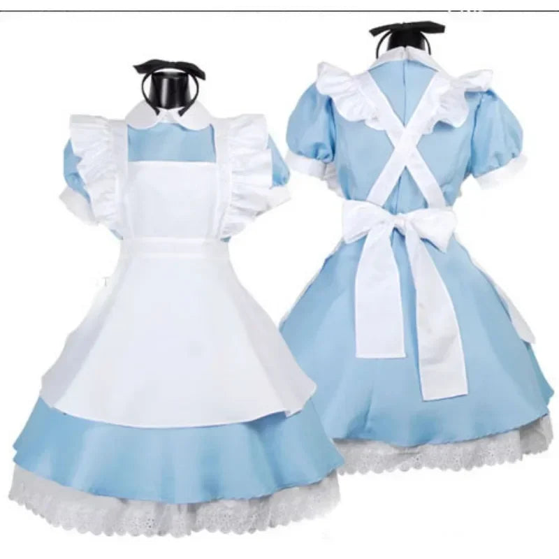 Blue Light Tone Lolita Maid Costume Cos Maid Costume Maid Costume Stage Performance Costume Alice in Wonderland