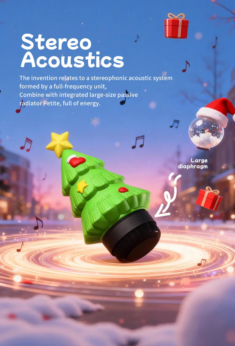 Christmas Eve Light Mini High Fidelity Bluetooth 5.3 Speaker TWS Connection Stereo Rechargeable LED Desk Lamp Christmas Gift