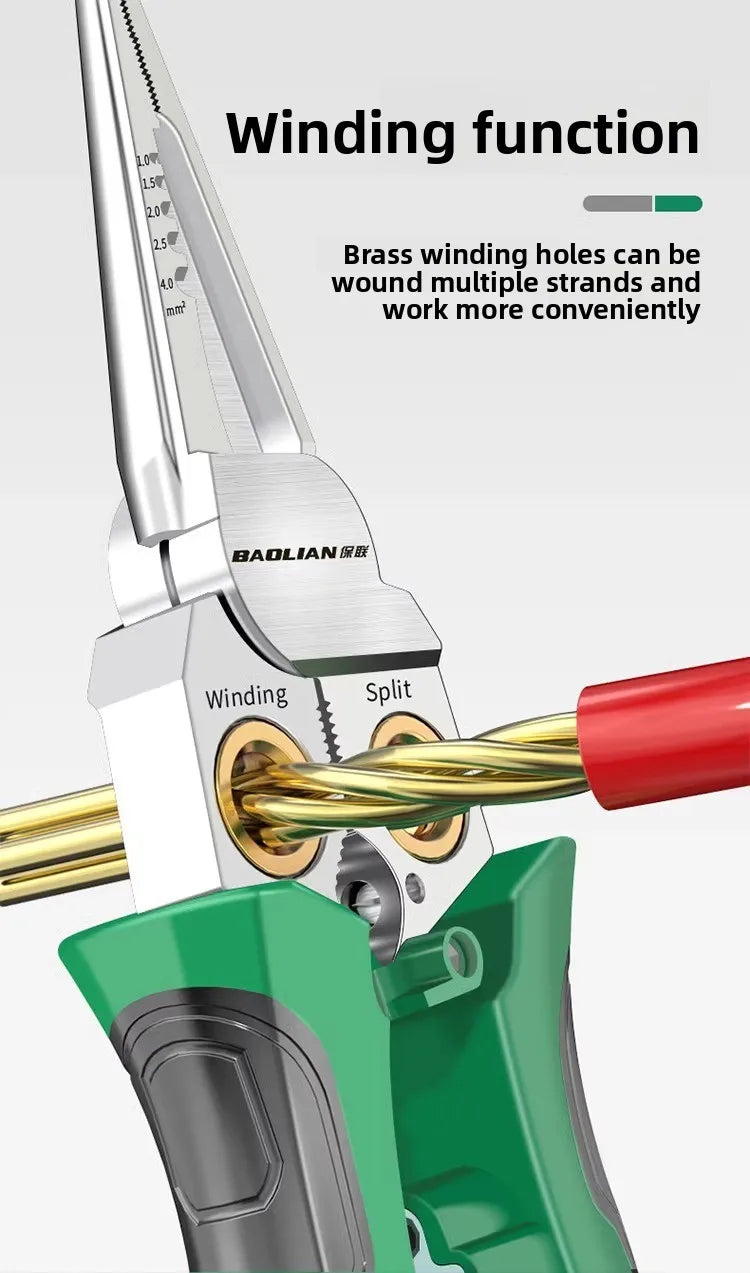 Multifunctional Wire Stripper Electrician's Pliers 8-in-1 Stainless Steel Needle-nose Pliers with Wire Measuring Hand Tools