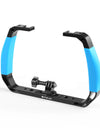 Dual Silicone Handles Aluminium Alloy Underwater Diving Rig for GoPro/ DJI OSMO Action/ Insta360 and Other Action Cameras