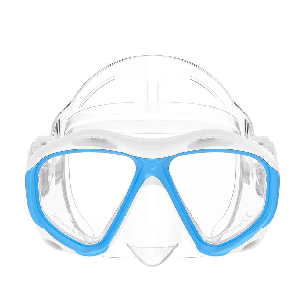 Adult silicone diving glasses professional snorkeling HD swimming tempered glass large frame mask