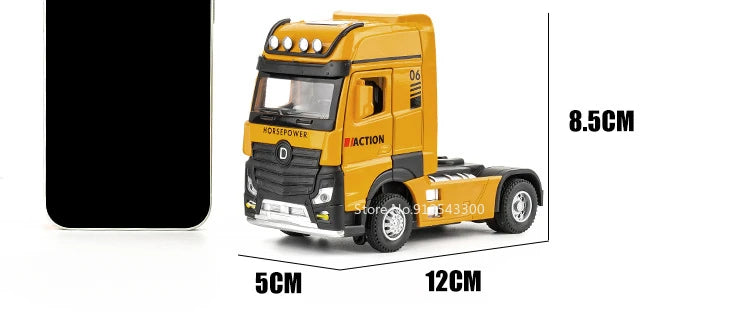1/50 Extended Dump Truck Model Toy Metal Diecasting Doors Opened Sound Light Pull Back Vehicle Models Ornaments 's Gifts