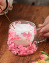 Double Wall Transparent Glass Coffee Cup with Handle Double-layer Heat Insulation High Temperature Juice Milk Cup