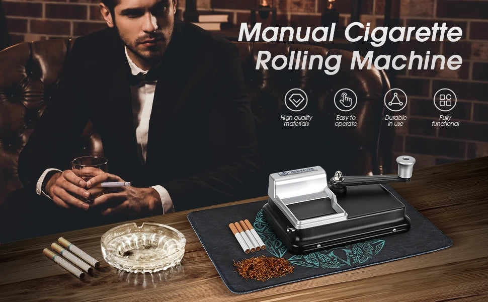 Portable Home Manual Tobacco Rolling Machine,Suitable for 0.31 Inch/8mm Diameter Pipes and Most Cigarette Tubes