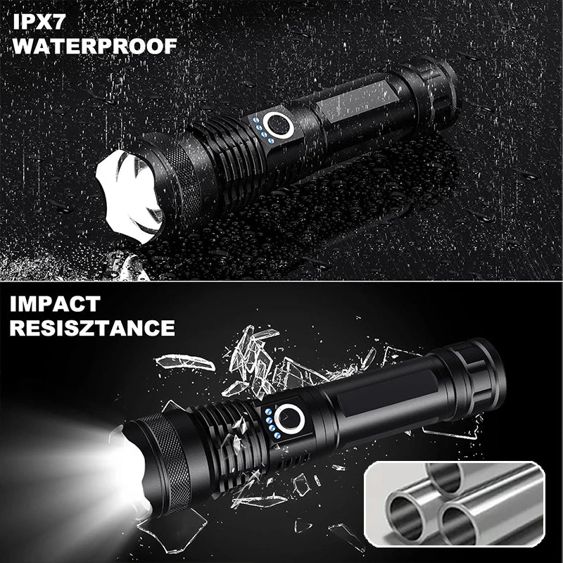 High Power Rechargeable LED Tactical Flashlight Aluminum Alloy Zoom Torch