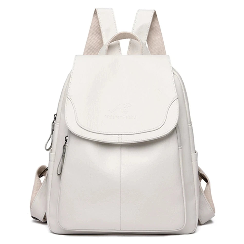 Soft Leather Backpacks Vintage Female Shoulder Bags Casual Travel Ladies Bagpack School Bags