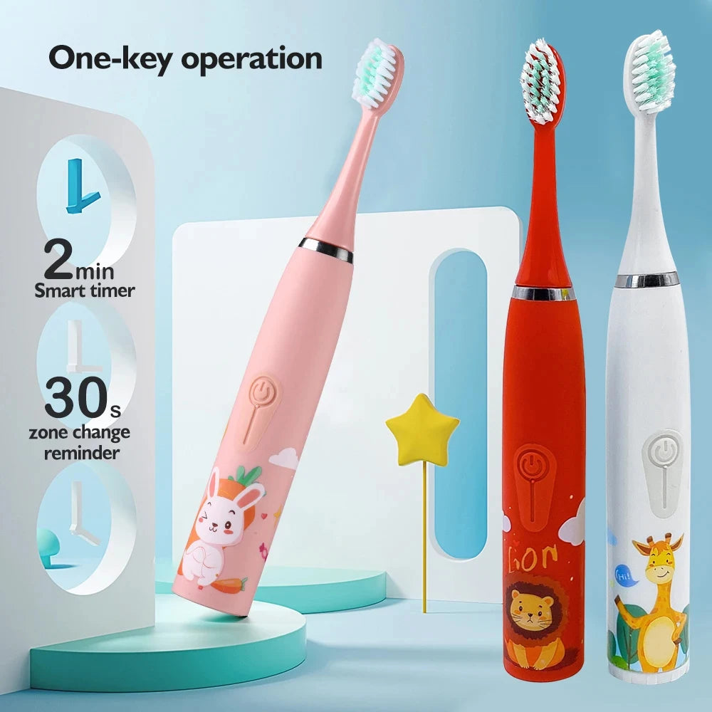 For  Electric Toothbrush Cartoon Pattern with Replace The Toothbrush Head Ultrasonic Electric Toothbrush
