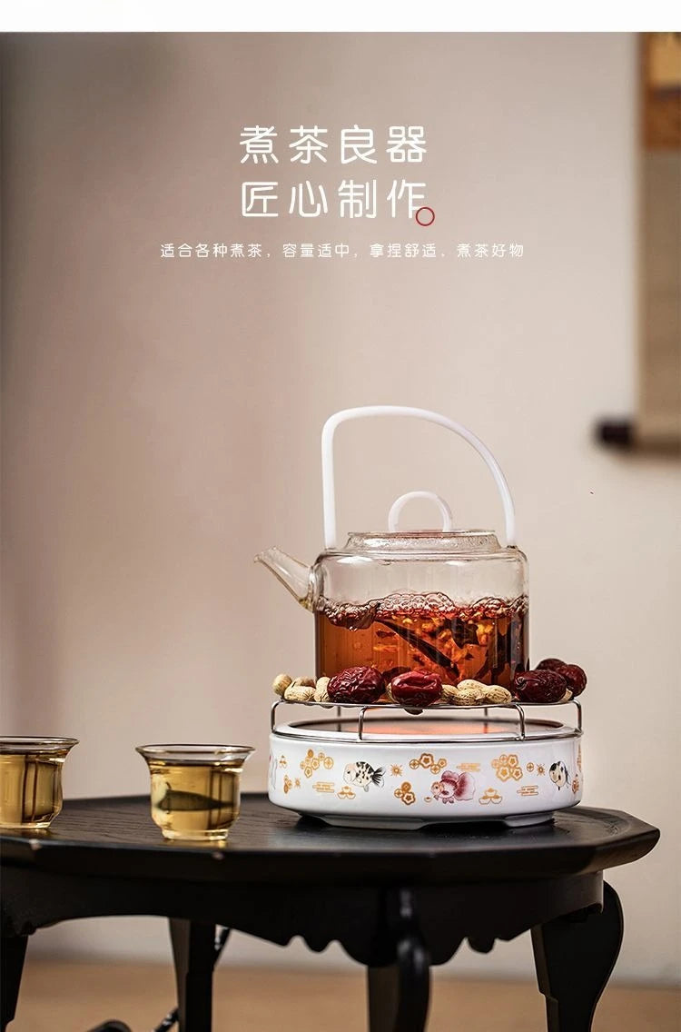 Glass Teapot with Infuser and Wood Handle Tea Separation Kettle 850ml