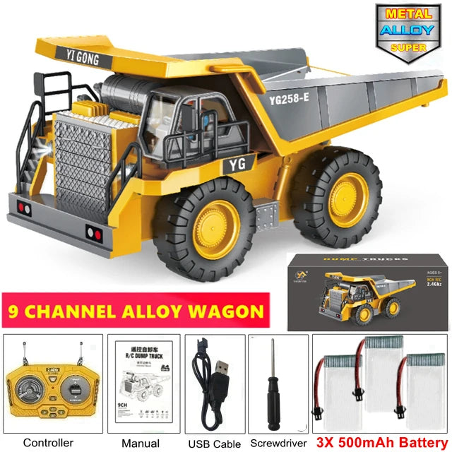 Remote Control Excavator Toy Radio Controlled RC Dump Truck Vehicle Crawler Bulldozer Construction Car Gifts for Boys