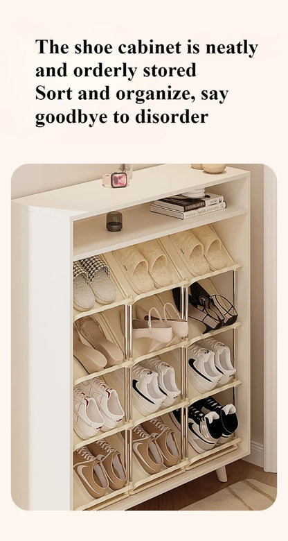 Plastic Shoe Shelf Simple Multi-Layer Living Room Vertical Shoes Racks Narrow Stackable Free Standing Shoes Entryway Or Bedroom