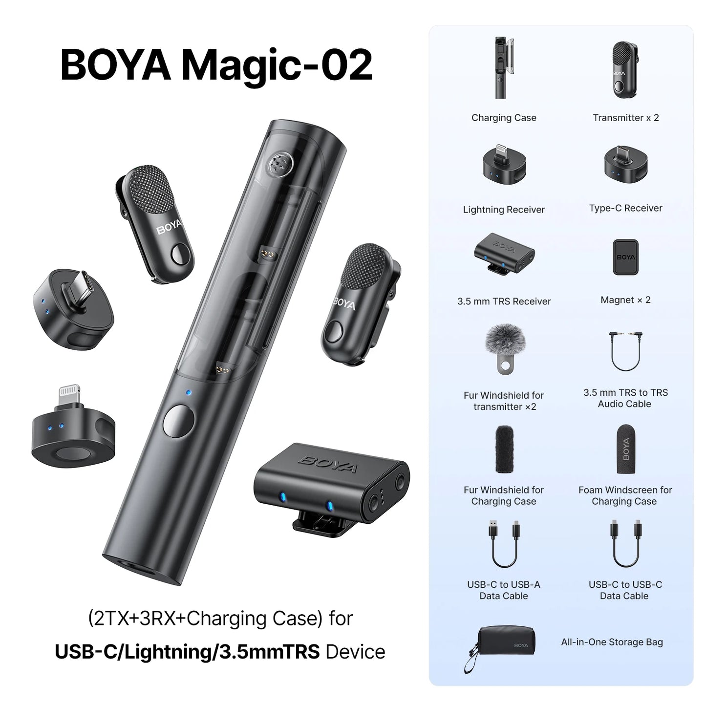 Magic Professional Wireless Lapel Microphone Shotgun/Desktop/Handheld Mic for iPhone Android Camera PC Video Recording
