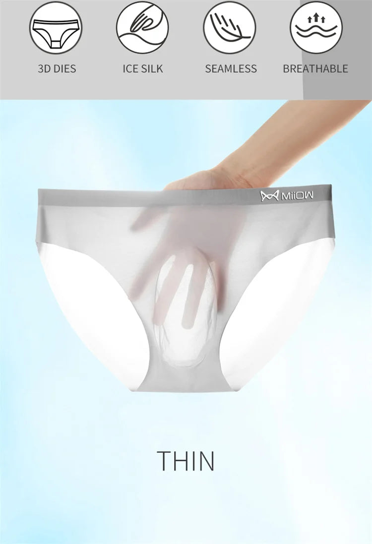 3-Pack Men’s Ice Silk Breathable Transparent Briefs – Thin & Lightweight