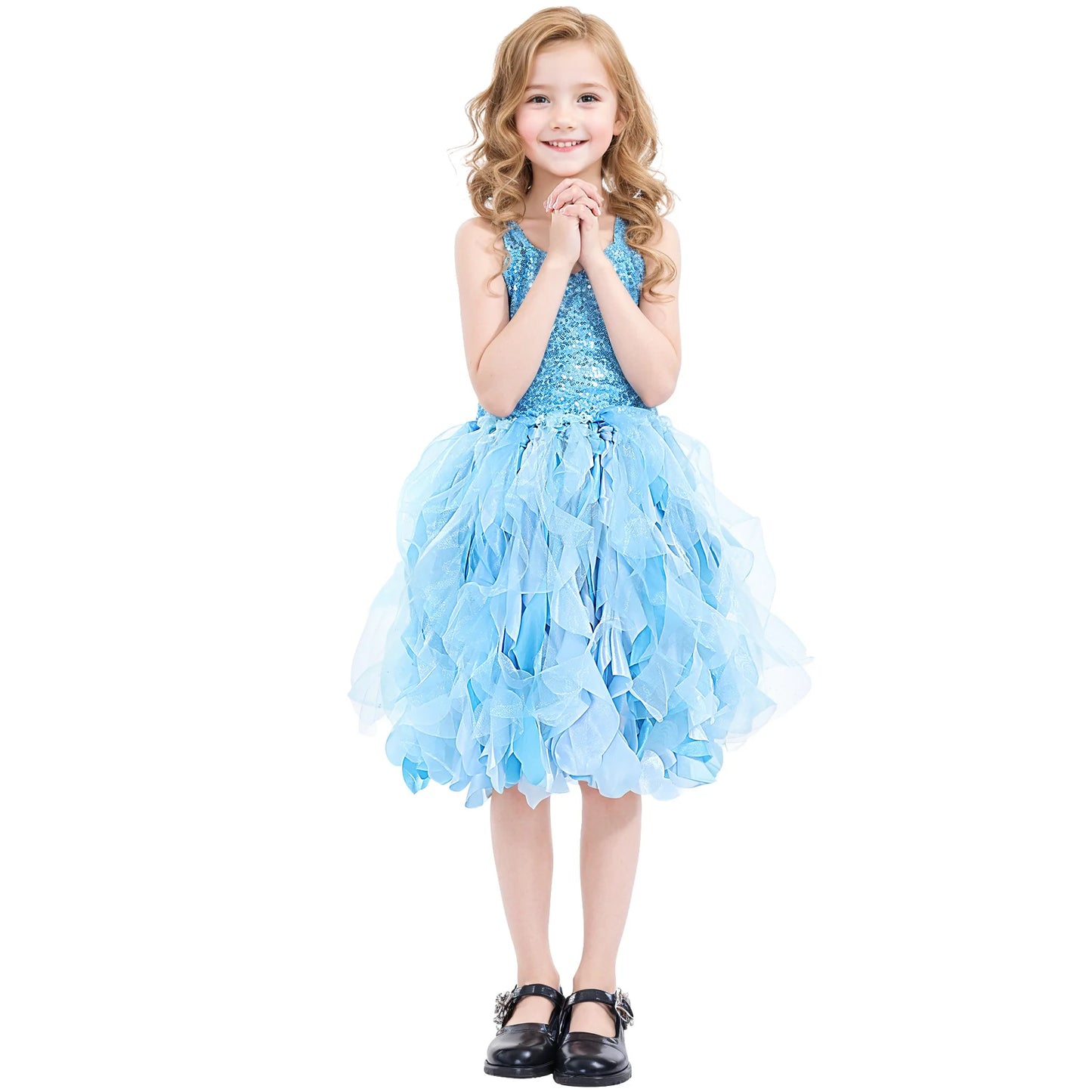 Sequin Pageant Dress with Spiral Hem Birthday Party Gown