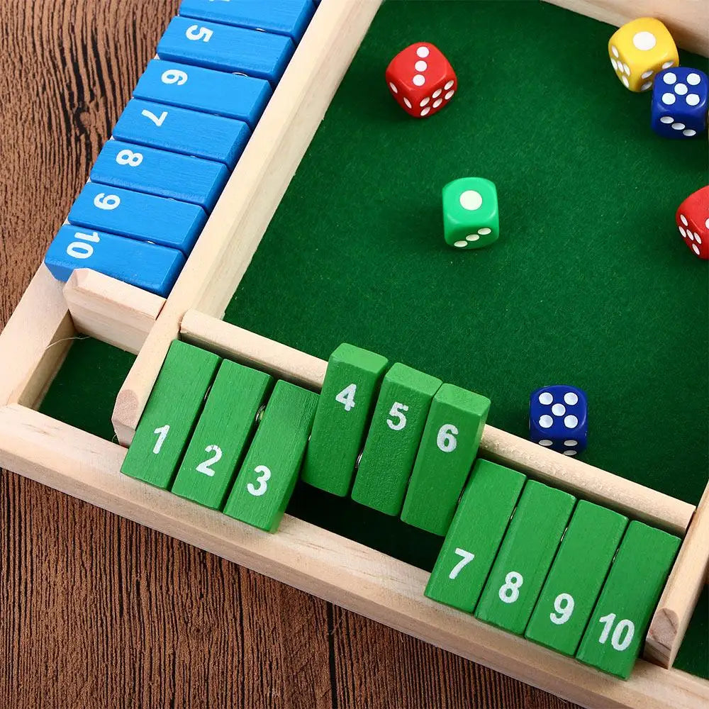 Wooden Four Player Shut the Box Dice Board Game