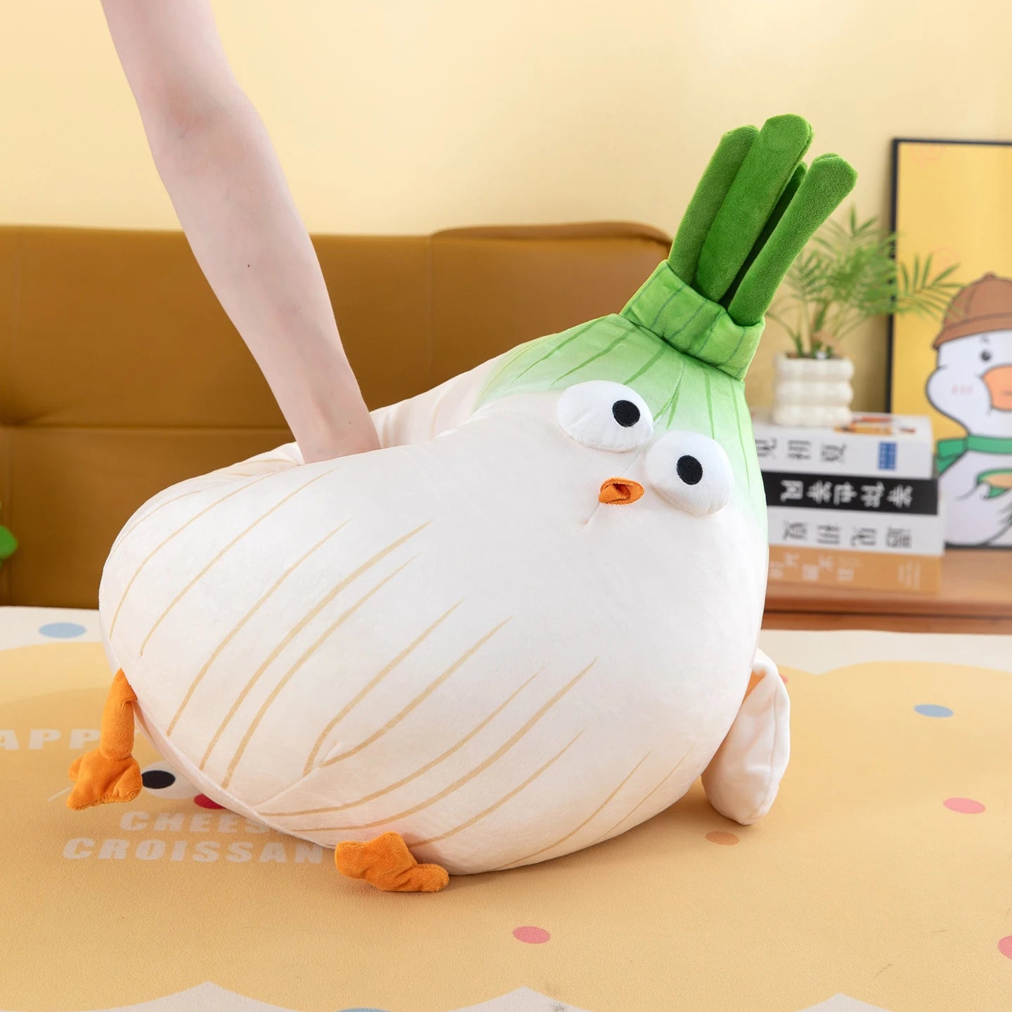Creative Scallion Chicken Plush Toy Soft Stuffed Pillow