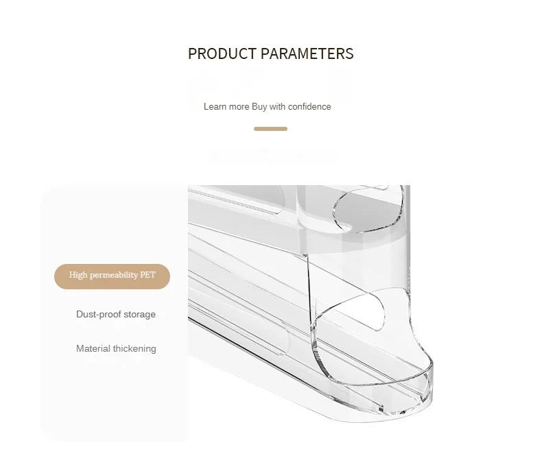 Bilayer Ladder-Style Egg Storage Box – Automatic Rolling Refrigerator Egg Holder & Organizer Rack