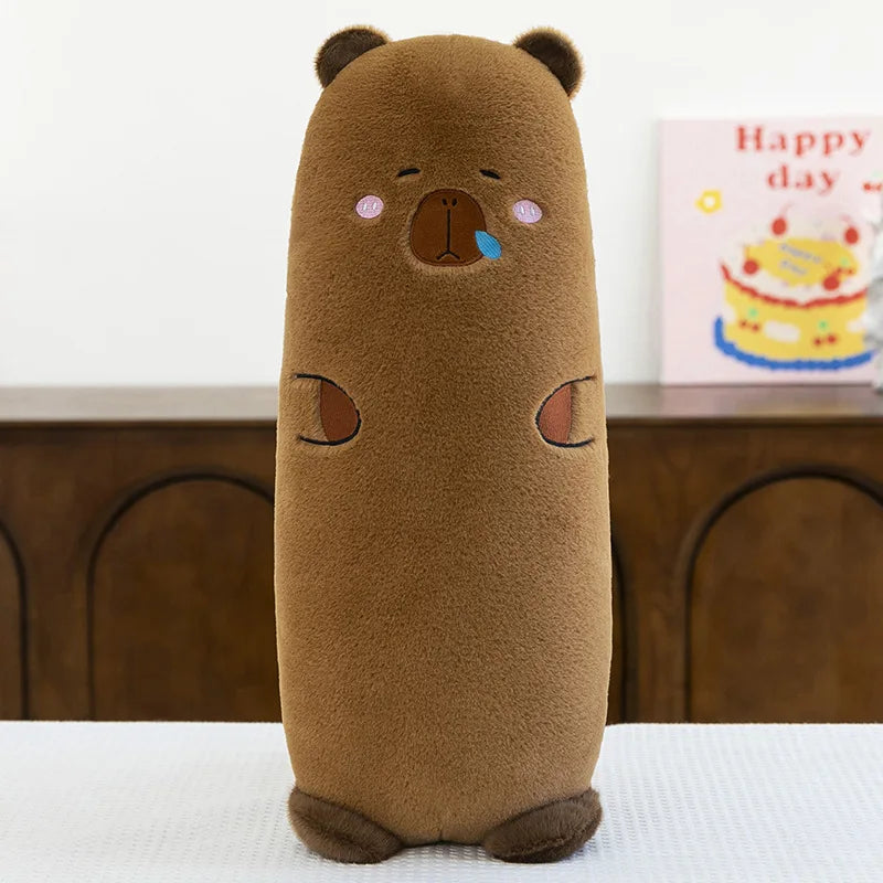 Kawaii Capybara Plush Toy Stuffed Animal Pillow Cuddly Long Body Doll for Kids Birthday Xmas Gift Soft Filled Plushie for Girls