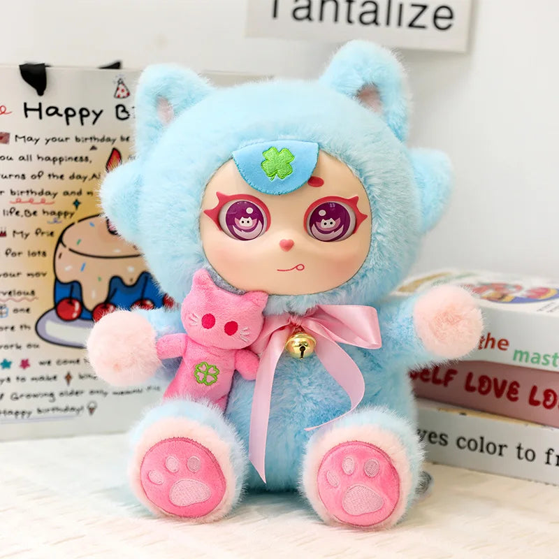 Purple Moon Ghost Cat Plush Toy With Mini Cat Pendant