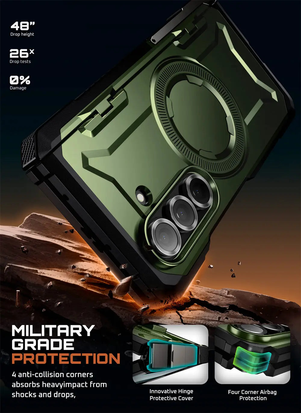 For Samsung Galaxy Z Fold 7 Case UB Grip Anti-Scratch Heavy Duty Rugged  Phone Case with Screen Protector