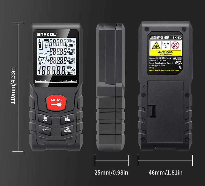 Laser Distance 50M/100M/120M Rangefinder Profesional Meter Laser Range Finder Ruler Test Tool