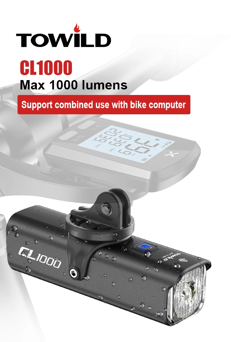 Bike Front Light IPX6 waterproof Rechargeable Bicycle Light 1000LM Cycling Headlight LED Flashlight MTB Bike Lamp