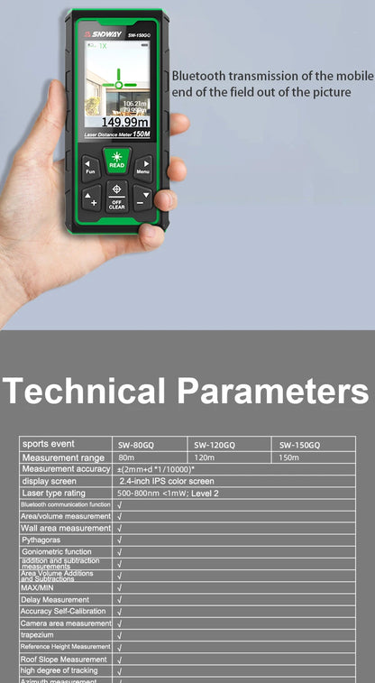 Huepar Laser Distance Meter 120M Electronic Roulette LCD Digital Laser Rangefinder Trena Metro Measuring Tape Ruler Test Tools