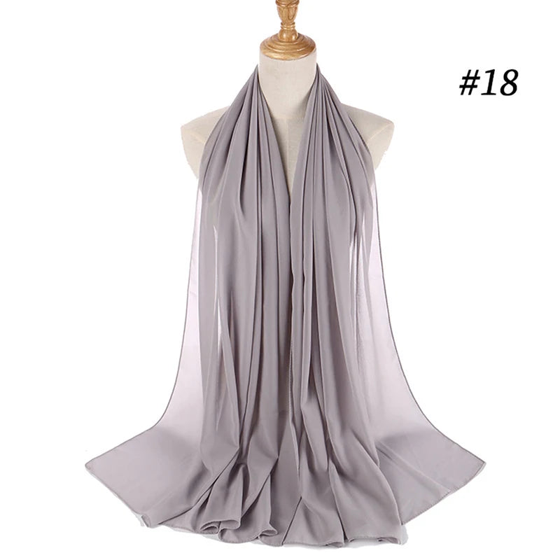 Muslim Chiffon Hijab Women Bubble Chiffon Scarf For Women Ladies Veil Muslim Islam Solid Color Malaysia Wrap Scarves