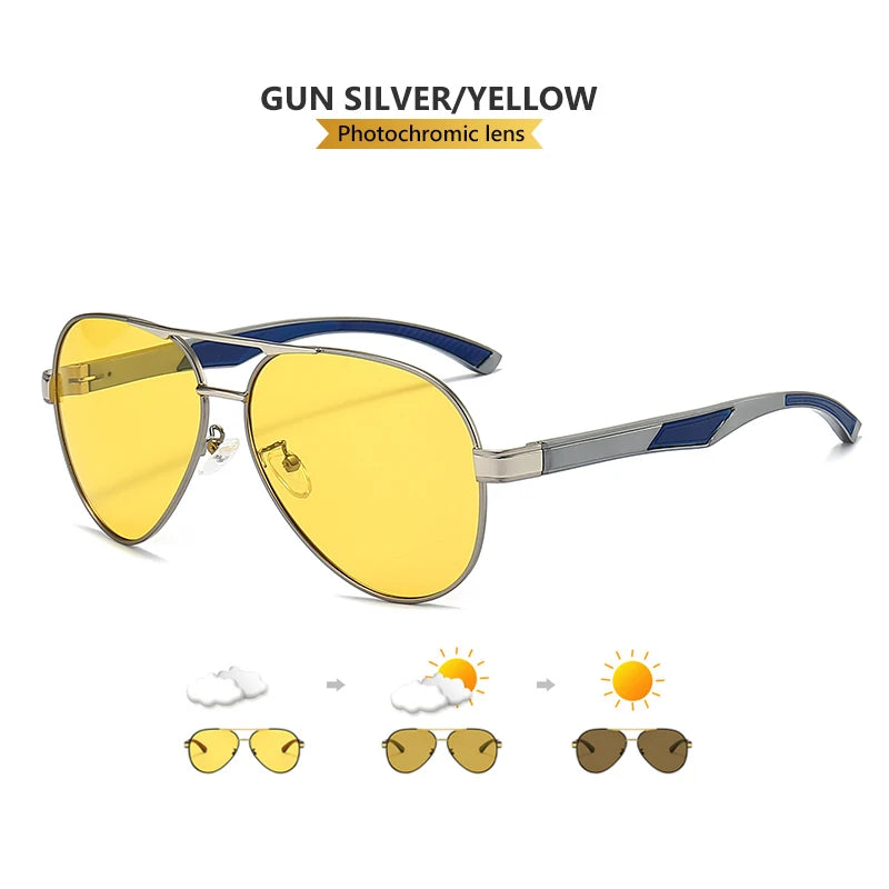 Pilot Photochromic Polarized UV400 Day Night Vision Driving Sunglasses for Men Women