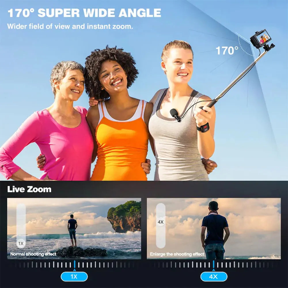 5K Action Camera 4K 60FPS 2" IPS Dual Touch Screen 4X Zoom Pro Action Cam 30M Waterproof WiFi Sports Camera with Remote Contro