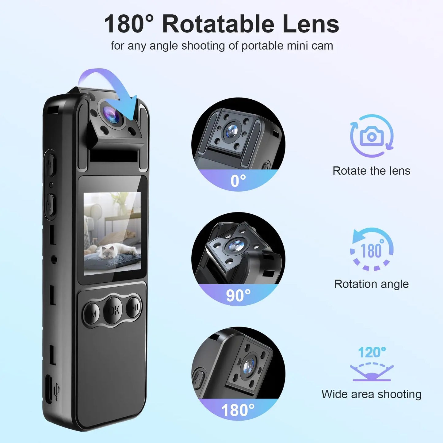 4K Mini Action Camera with Night Vision, WiFi & 180° Rotating Lens Portable Body Cam Recorder