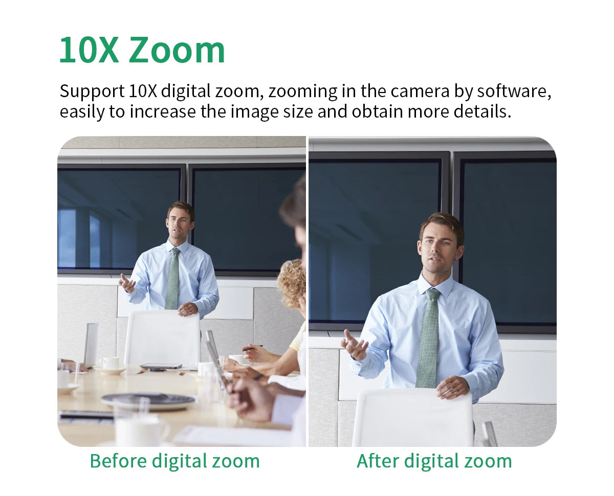 4K Webcam 13MP 10X Zoom USB Camera Autofocal Microphone Web Cam for PC Living Video Conference Online Teaching Laptop Broadcast