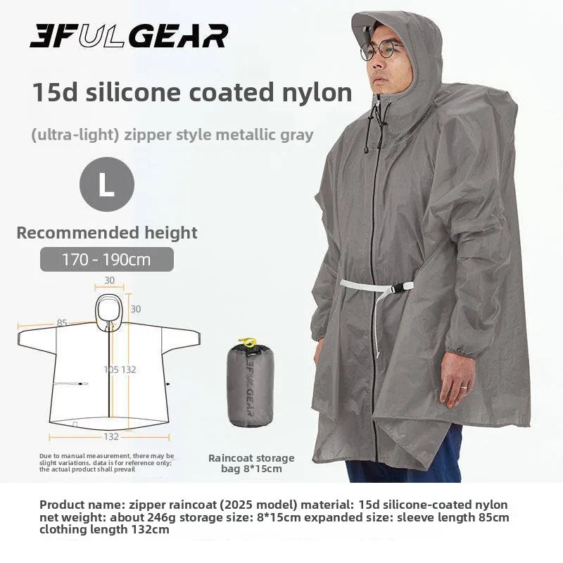 Ultralight Waterproof Zipper Raincoat for Hiking Camping and Travel